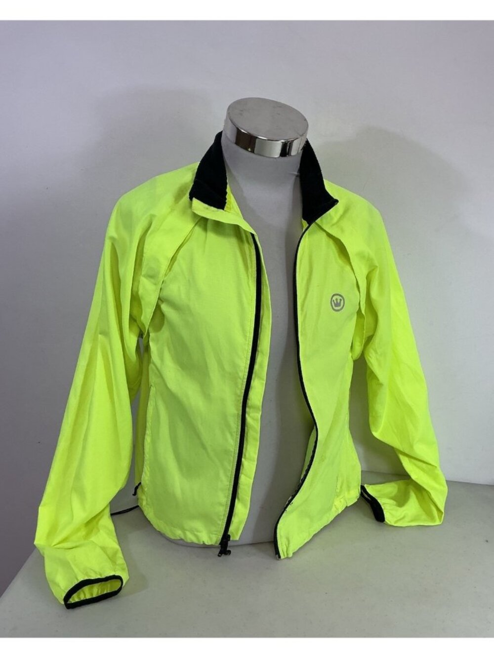 Canari Cycling Jacket Neon Yellow Reflective Windbreaker Full Zip Light Mens M